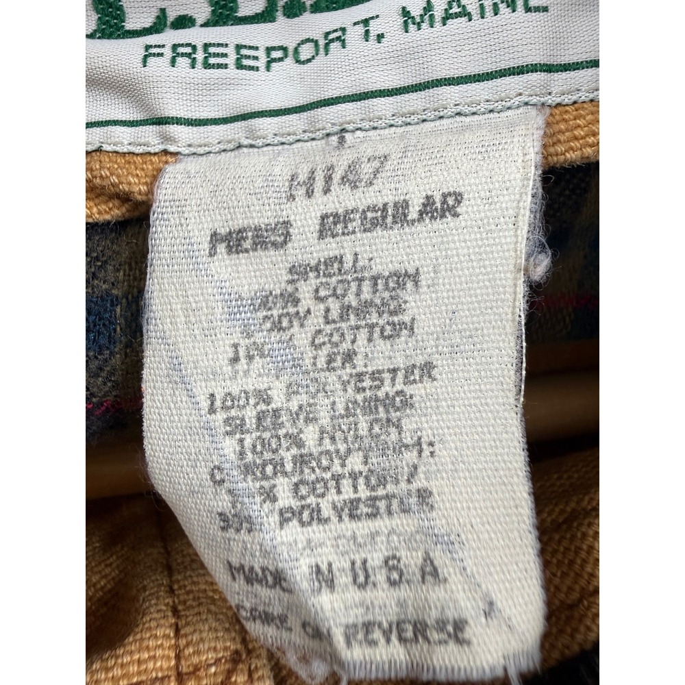 LL Bean Original Field Coat Mens Lrg Tan Excellent Primaloft Flannel Lined H147. - Picture 10 of 10